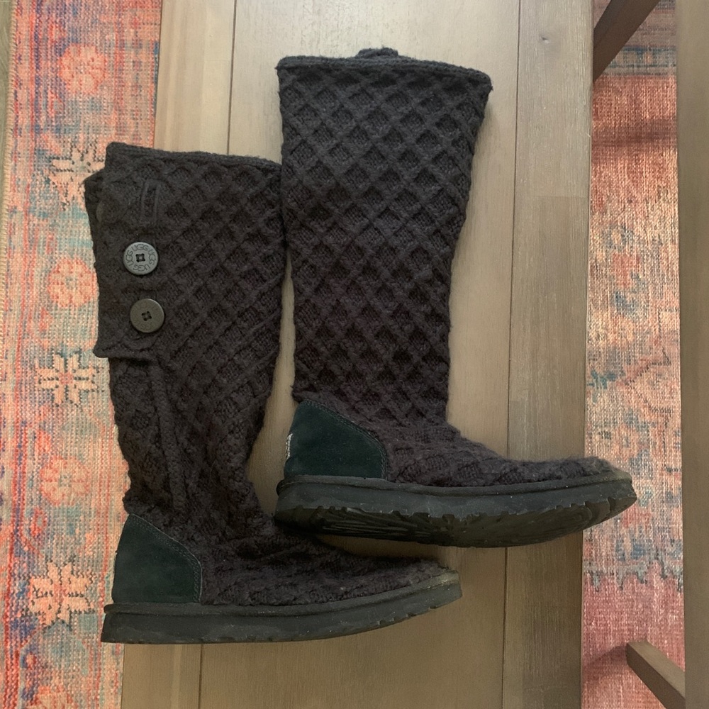 Ugg Lattice Cardy Knit Boots, Grey Size 10